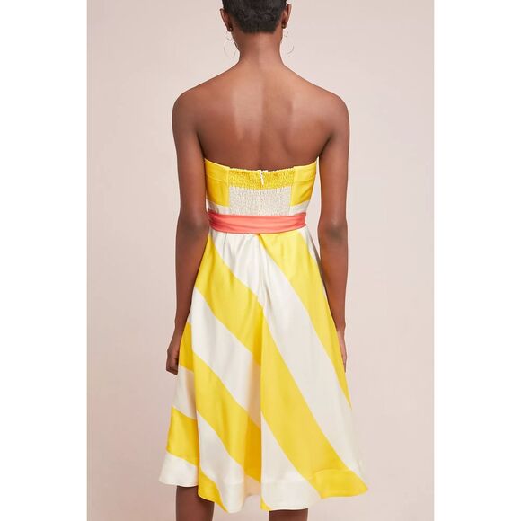 Maeve Anthropologie Sunshine yellow and white Striped Dress size 6P - Picture 3 of 16